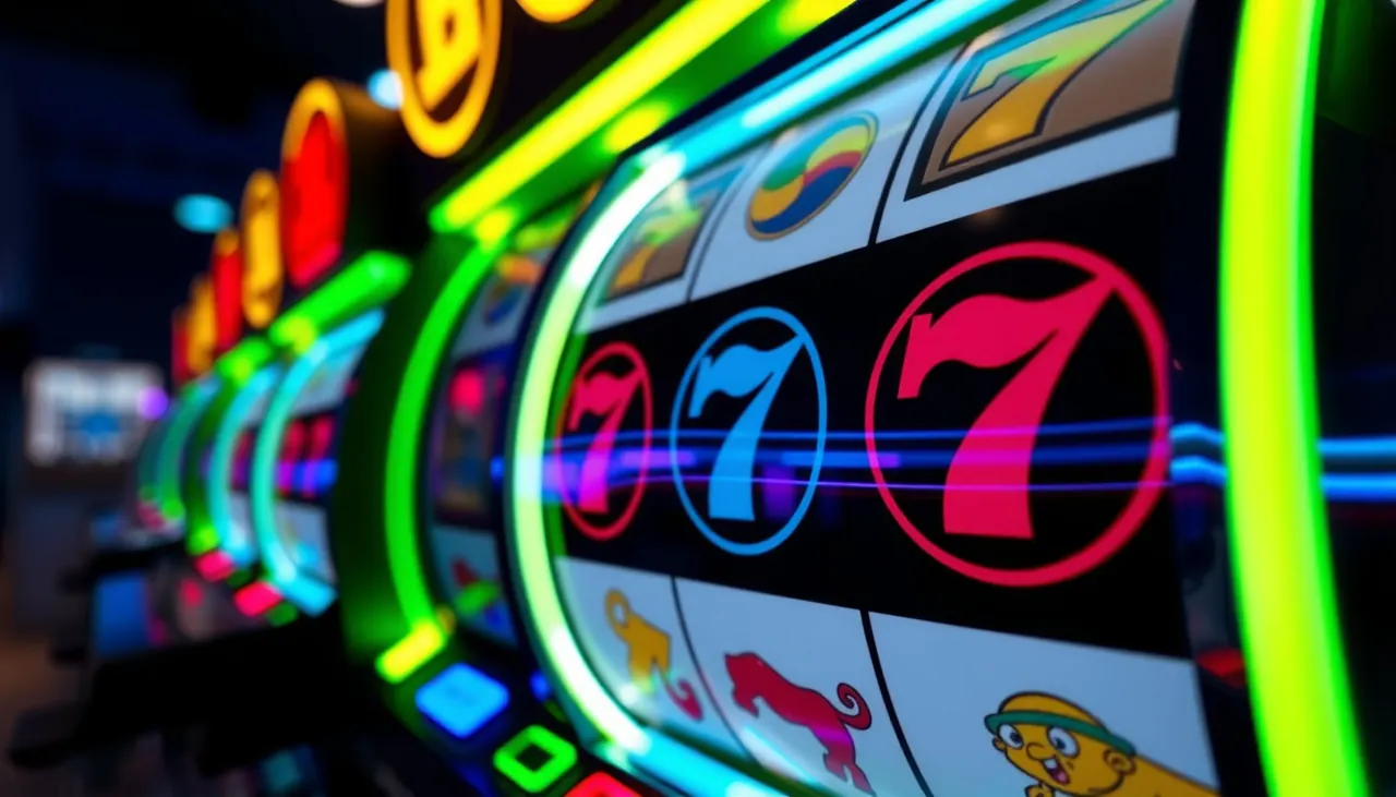 Close-up of glowing pokie reels spinning at Pokies Net